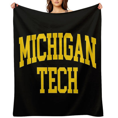 Michigan Tech - College Font Curved Throw Blanket