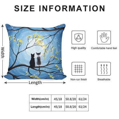 Cats Full Moon Soft Skin-Friendly Throw Pillow