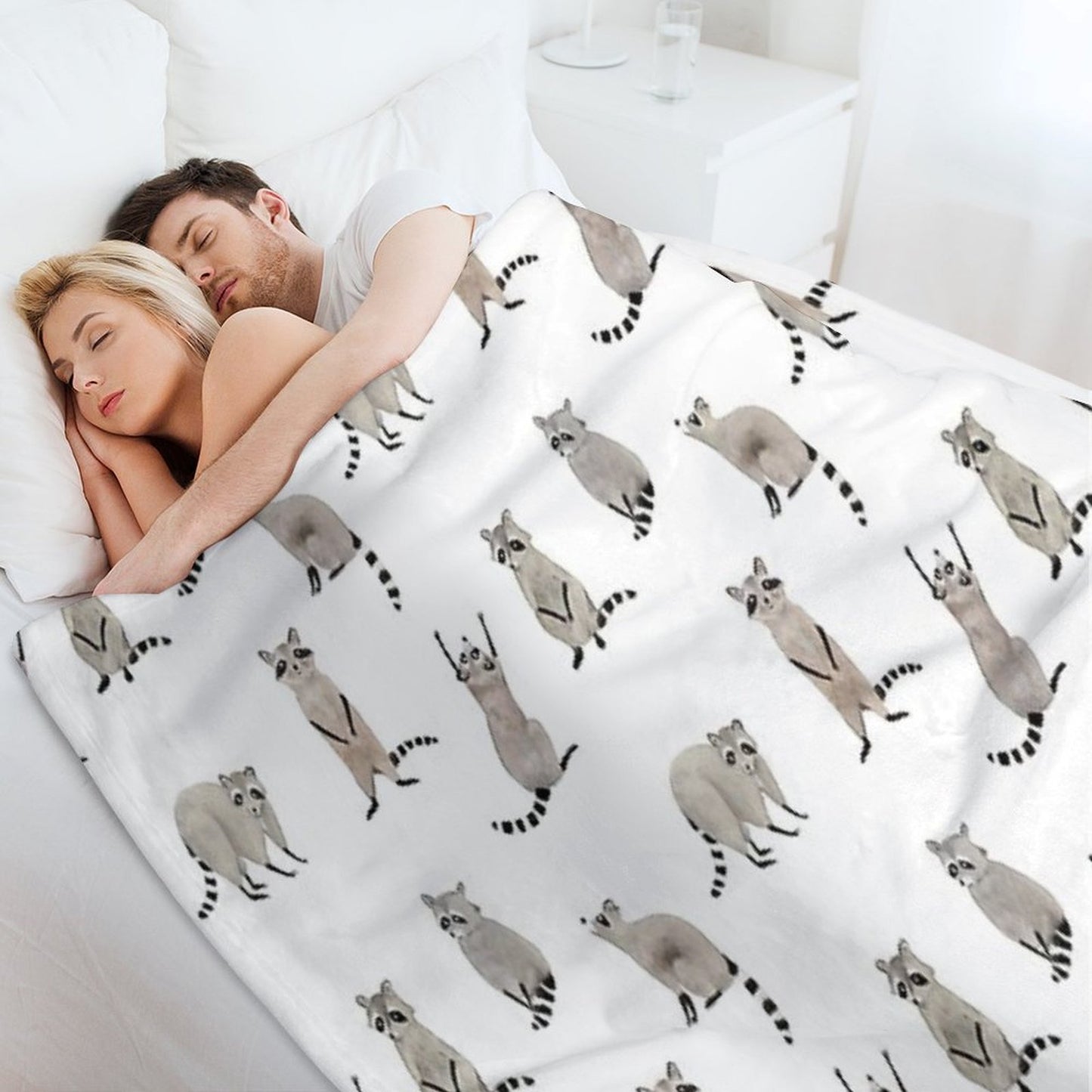 Raccoon Pattern Throw Blanket