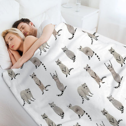 Raccoon Pattern Throw Blanket