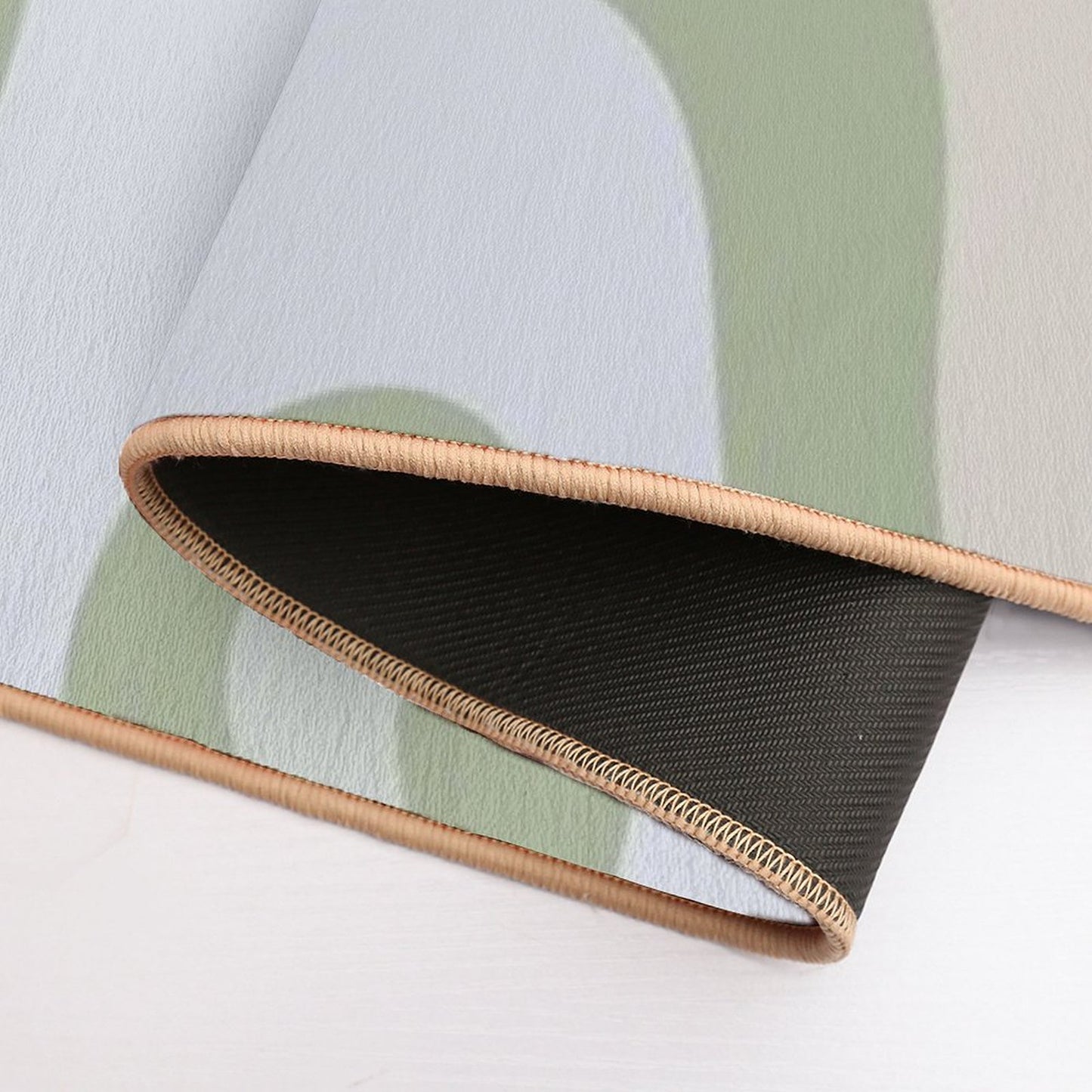 Liquid Swirl Contemporary Abstract in Light Sage Green Grey Almond Bath Mat