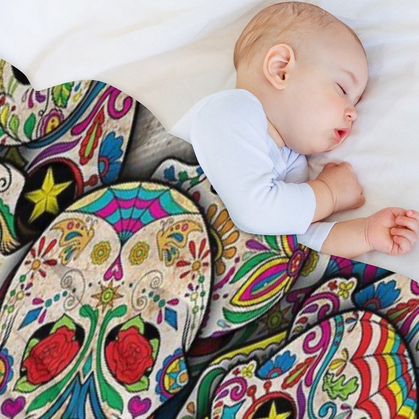 Sugar Skull Collage Throw Blanket