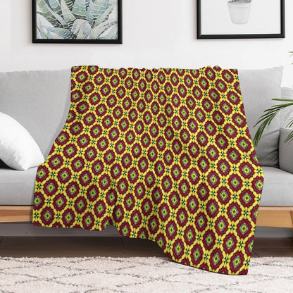 Golden Red Bouquet Grand Medallions Throw Blanket