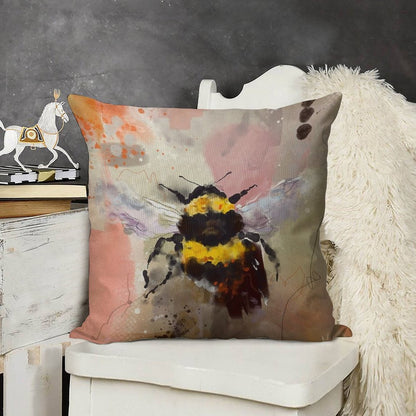 Bees Are Buzzing Linen Throw Pillow Cover