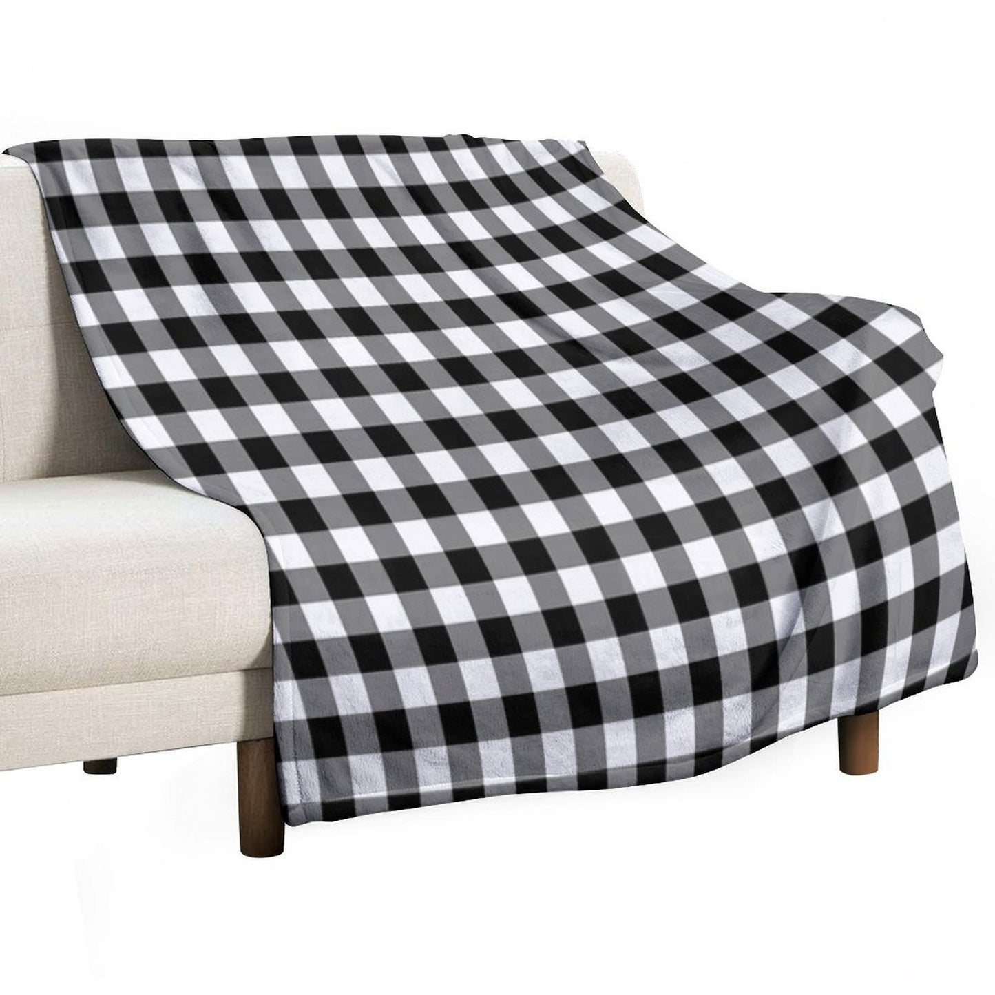 Black And White Gingham Checked Pattern Throw Blanket
