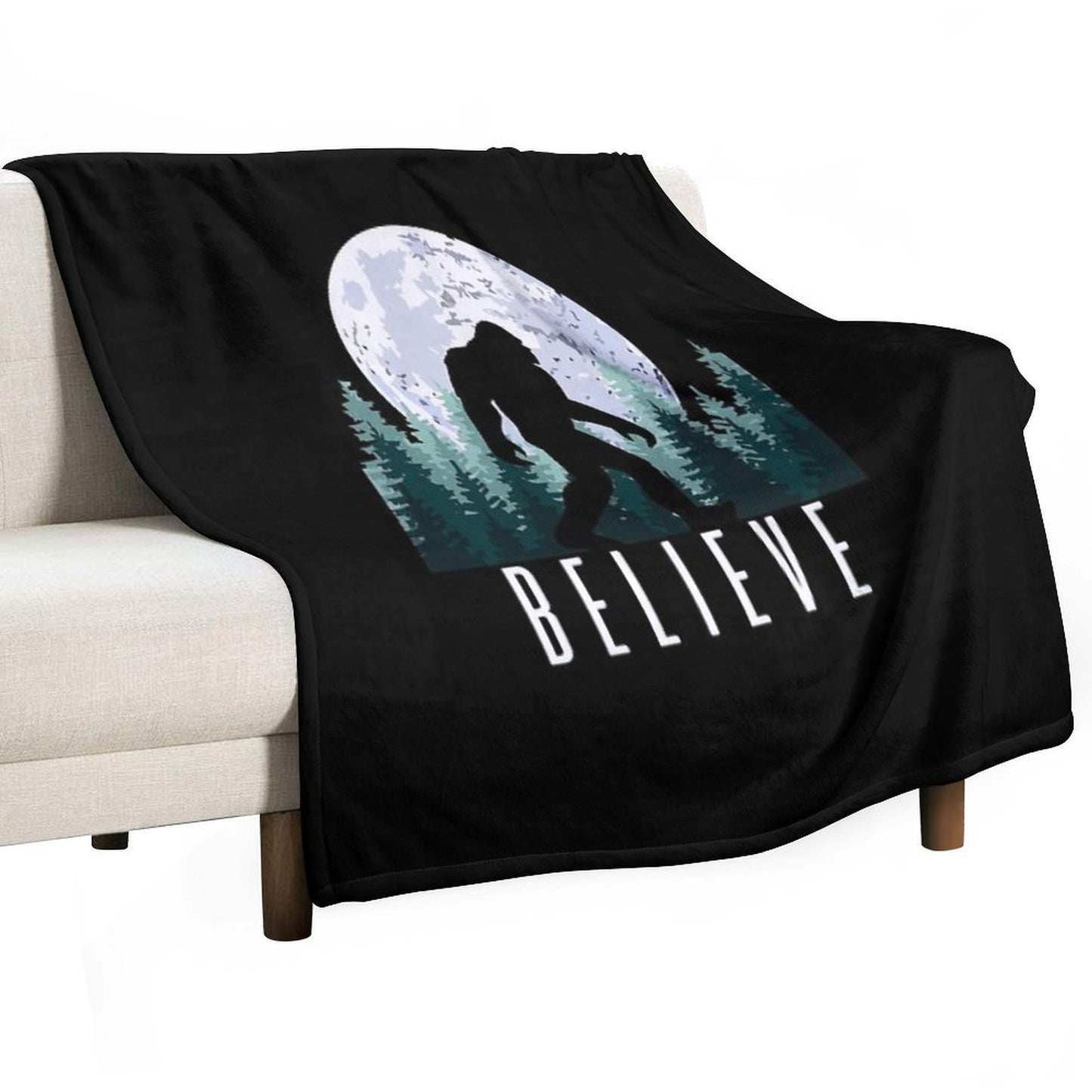 Bigfoot Believe  Sasquatch Throw Blanket