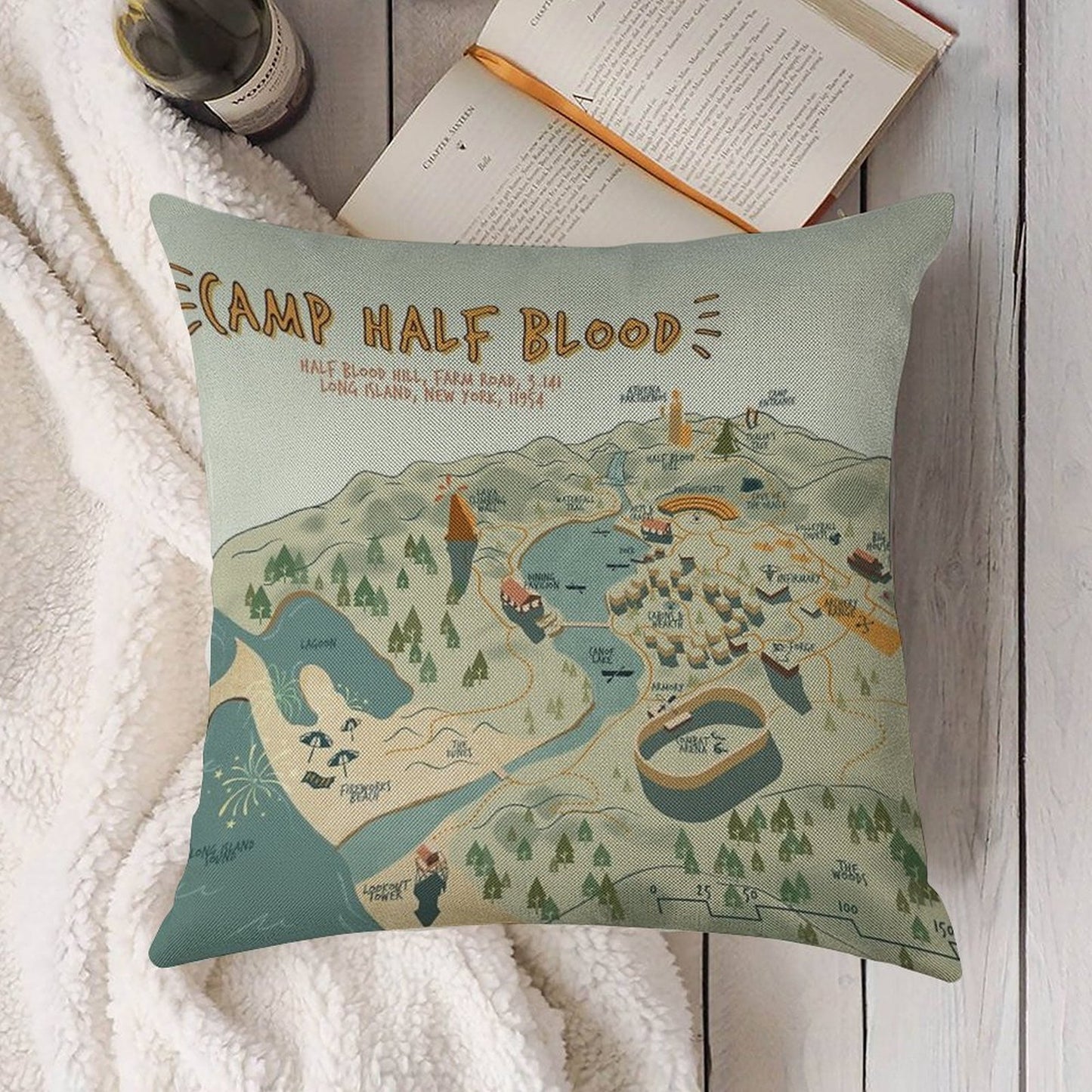 Map of Camp Half Blood Linen Throw Pillow Cover