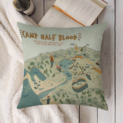 Map of Camp Half Blood Linen Throw Pillow Cover
