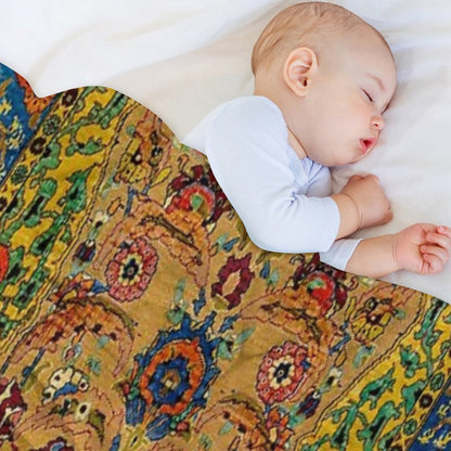 Hereke Vintage Persian Silk Rug Print Throw Blanket