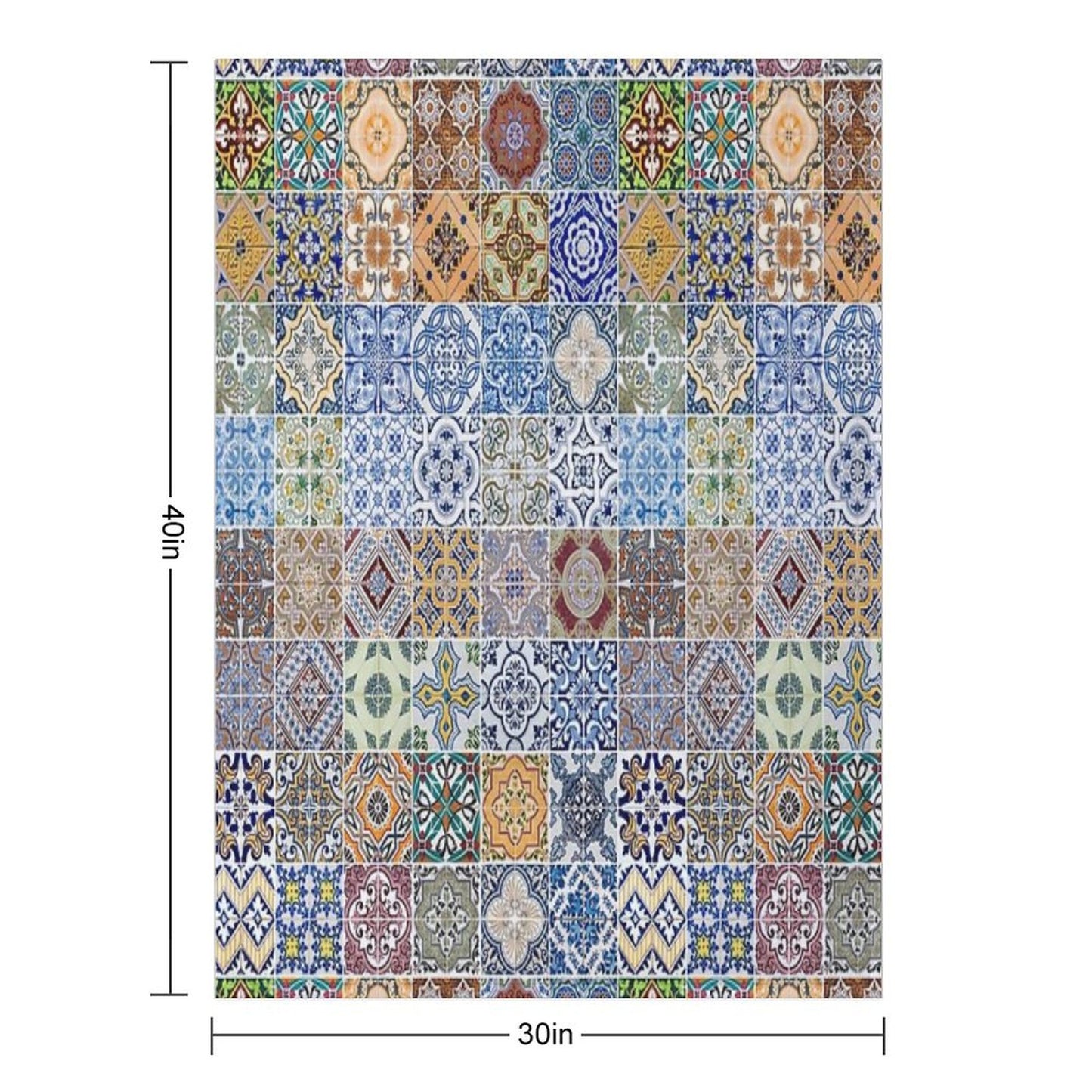 Set of 48 Ceramic Tiles Patterns Throw Blanket