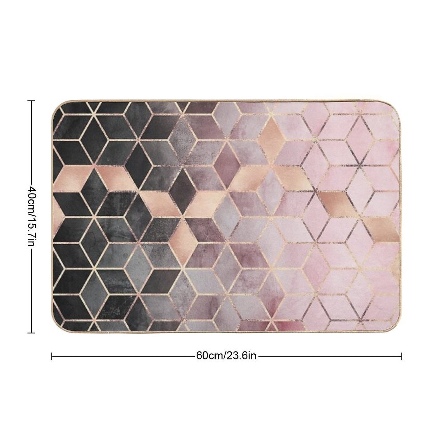Pink And Grey Gradient Cubes Bath Mat