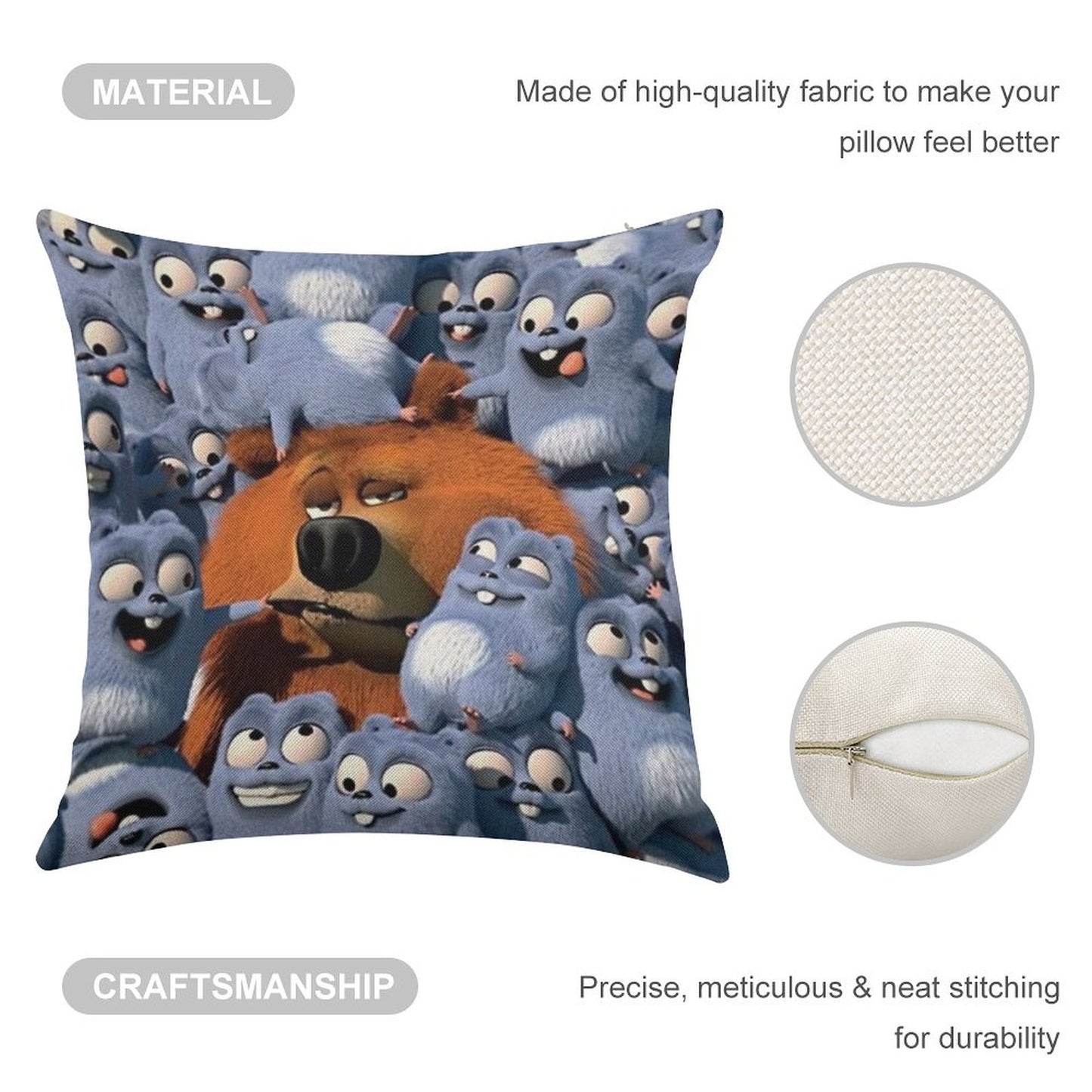 Grizzy And The Lemmings Linen Throw Pillow Cover