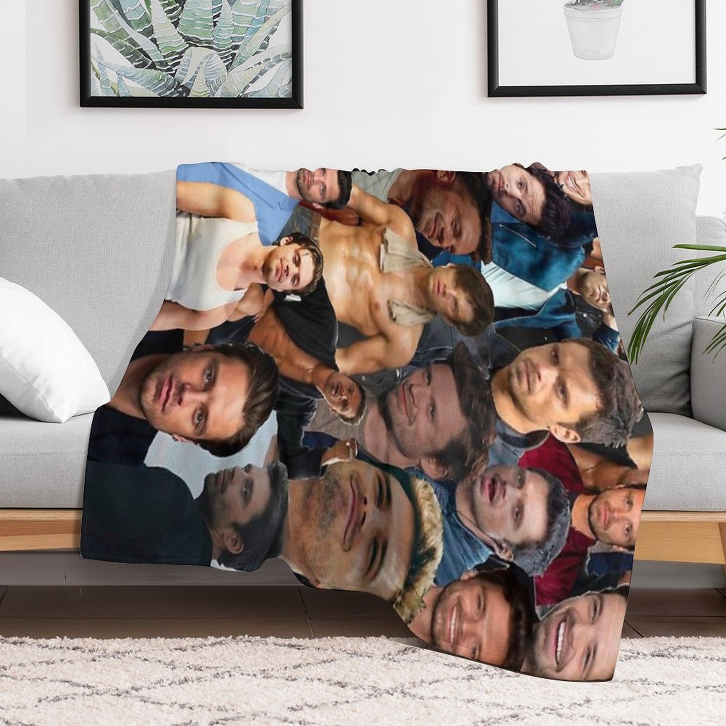 Sebastian Stan Photo Collage Throw Blanket