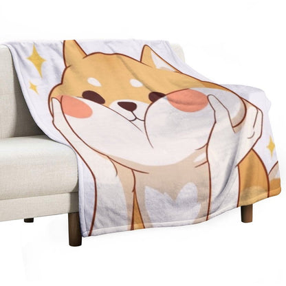 Kawaii Shiba Inu Throw Blanket