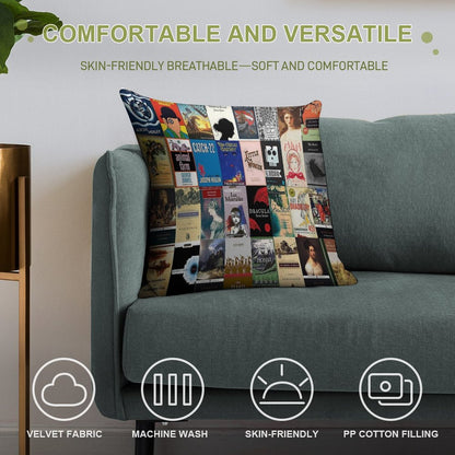Classic Literature Book Covers Soft Warmth Comfort Throw Pillow