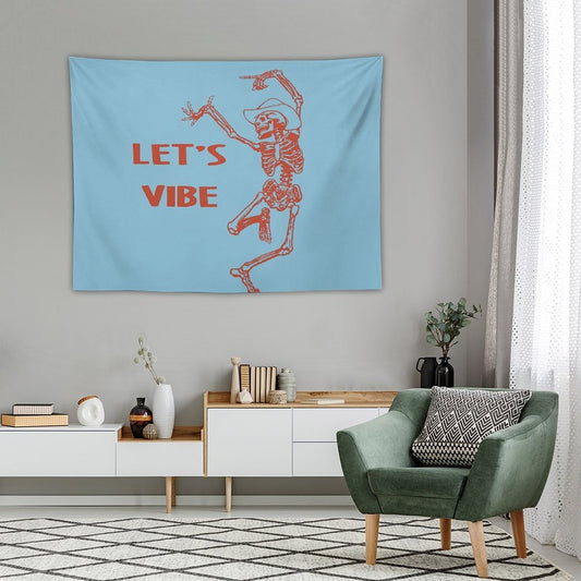Let's Vibe Cowboy Skeleton Tapestry