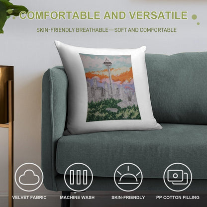 Seattle Soft Hidden Zipper Throw Pillow