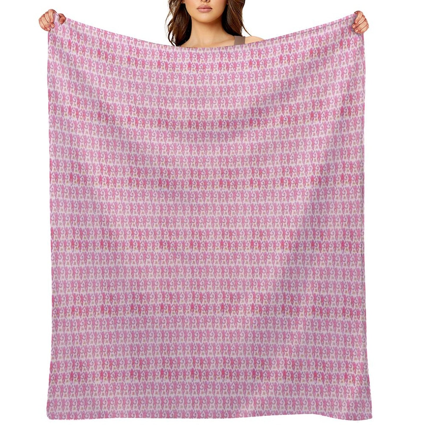 Pink Monkeys Throw Blanket