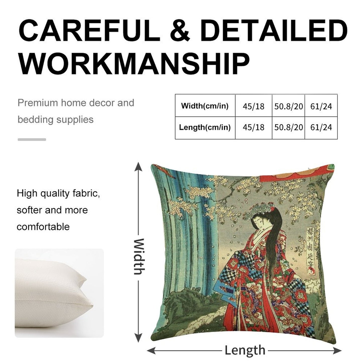 Japanese Classic Geisha Lady - Japan Art Linen Throw Pillow Cover