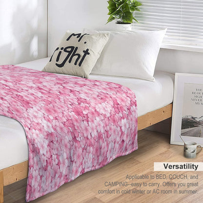 Falling Sakura Cherry Blossom Throw Blanket