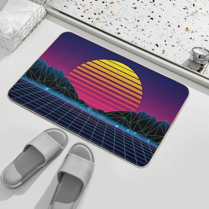 Future Synthwave Aesthetics Bath Mat