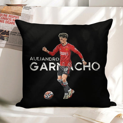 Alejandro Garnacho - Man United Linen Throw Pillow Cover