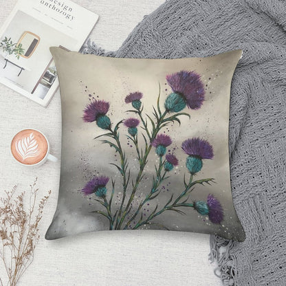 Scottish Traditional Purple Thistle Soft Durable Construction Throw Pillow
