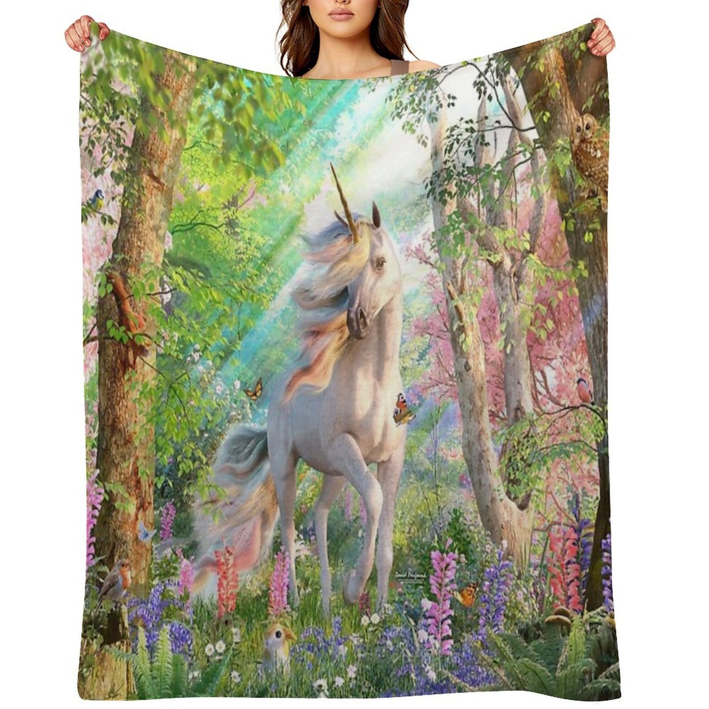Unicorn Enchanted Forest Throw Blanket