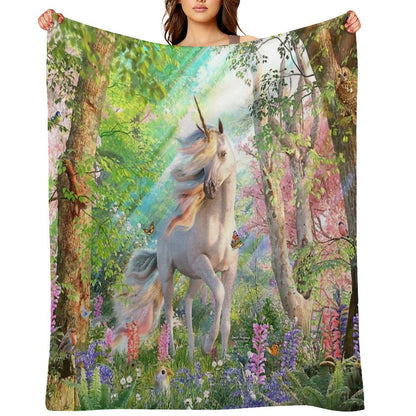 Unicorn Enchanted Forest Throw Blanket