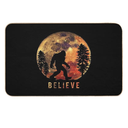 Bigfoot Sasquatch Full Moon Silhouette Believe  Dirt-Trapping Bath Mat