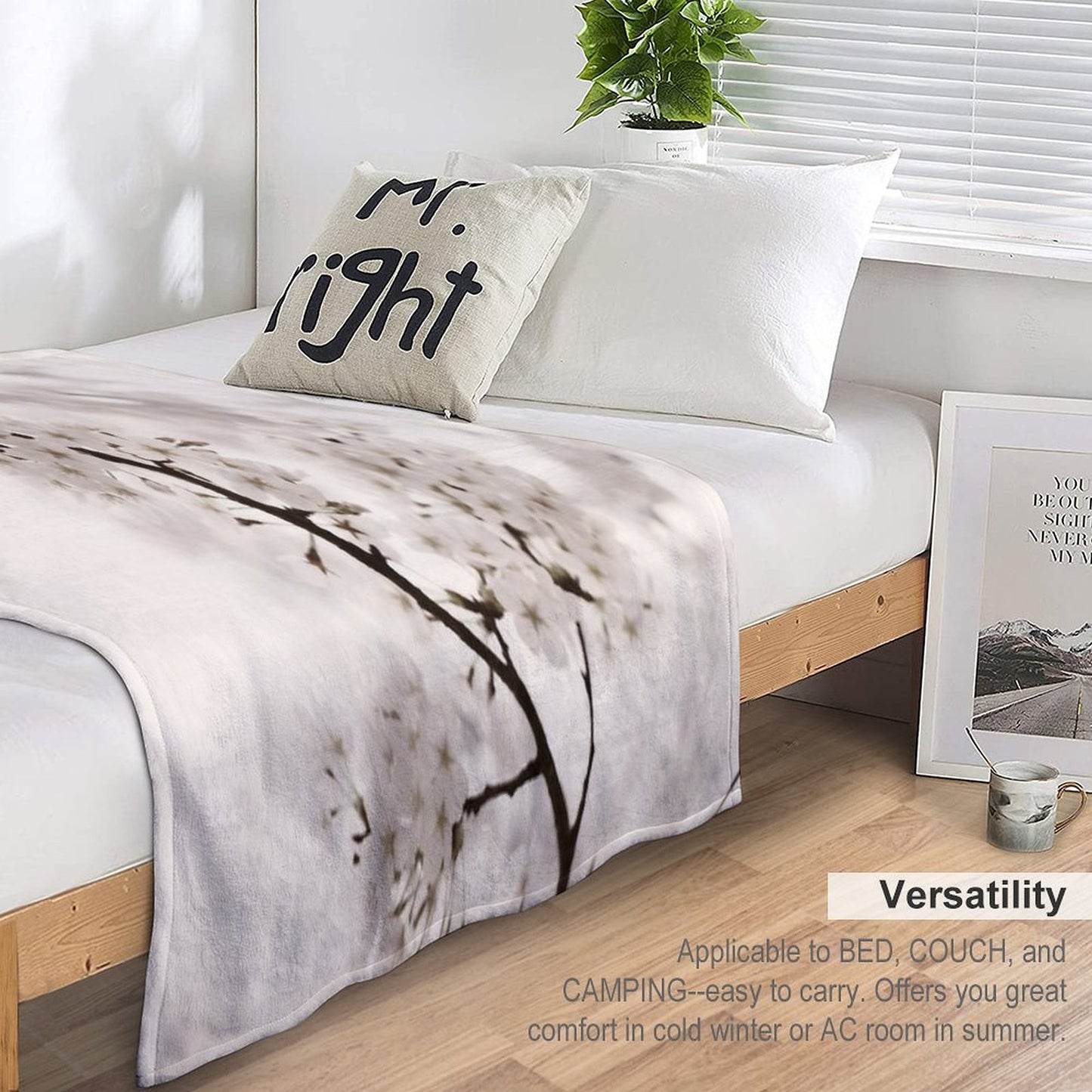 Cherry Blossom Artistic Closeup Sepia Toned Art Photo Print Throw Blanket