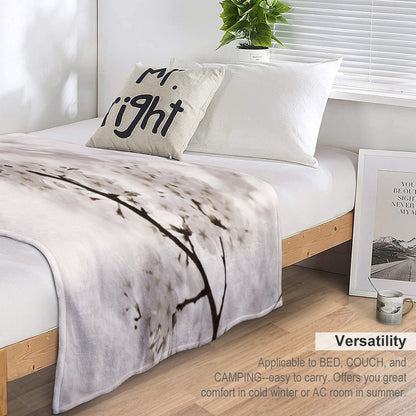 Cherry Blossom Artistic Closeup Sepia Toned Art Photo Print Throw Blanket