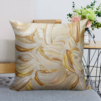 Cream & Gold Wet Paint Linen Throw Pillow Cover