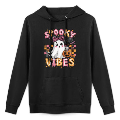 Groovy Spooky Vibes Cute Boo Ghost Halloween Costumes Girls Breathable Fabric Hoodie