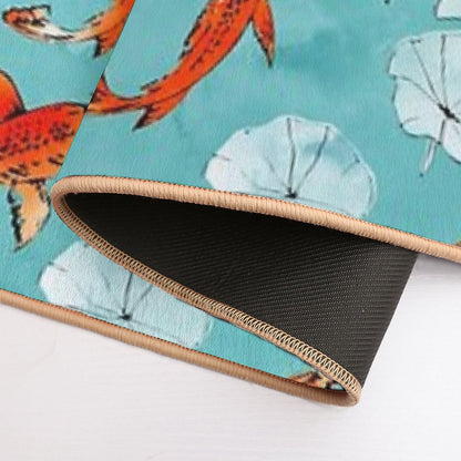Waterlily Koi in Turquoise Bath Mat