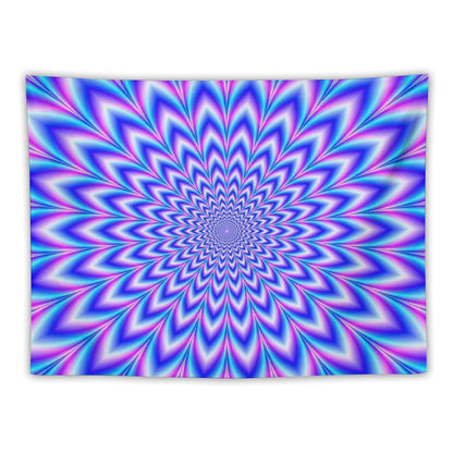 Psychedelic Pulse in Blue And Pink Tapestry