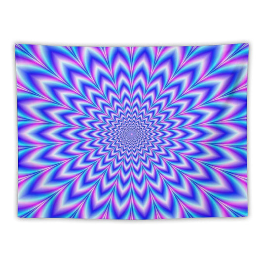 Psychedelic Pulse in Blue And Pink Tapestry