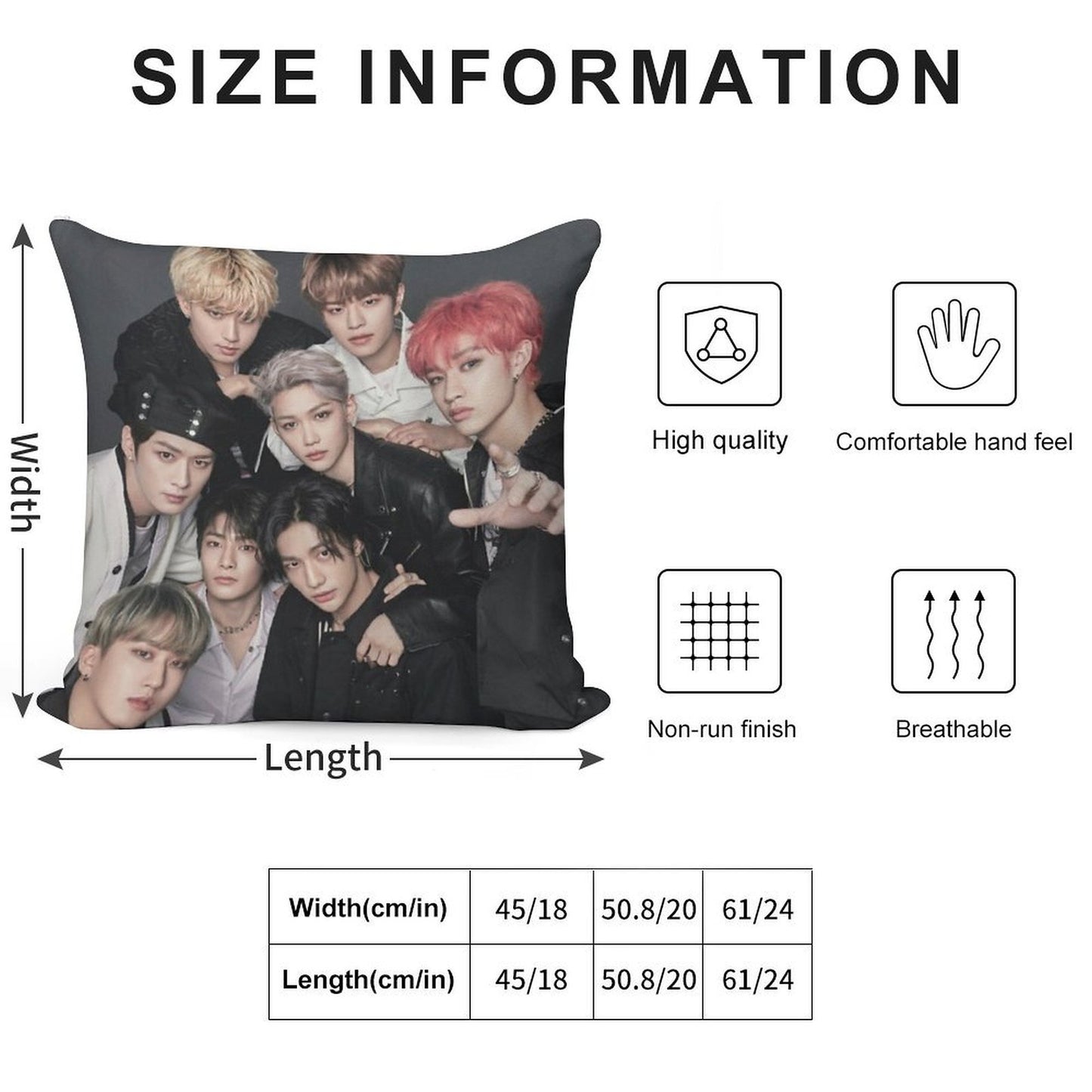 Stray Kids Soft Reinforced Edging Throw Pillow