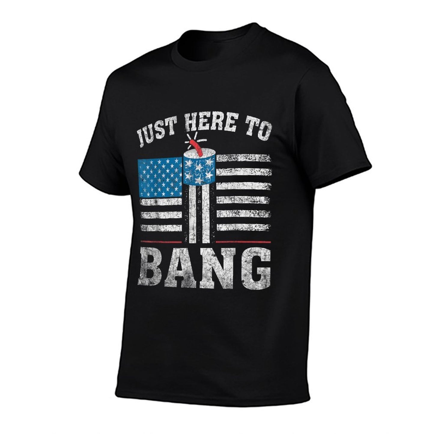 Retro Just Here To Bang 4th OF July American Red  Summer-ready Fabric T-Shirt