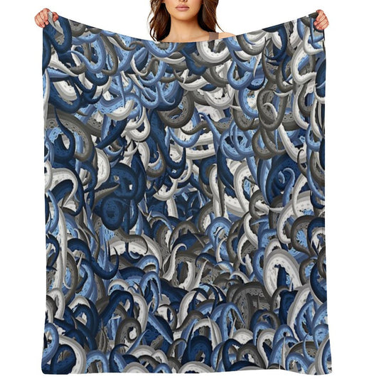 Blue Tentacles Camouflage Throw Blanket