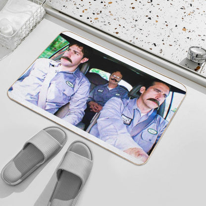 Jim, Dwight And Michael As Warehouse Workers Bath Mat