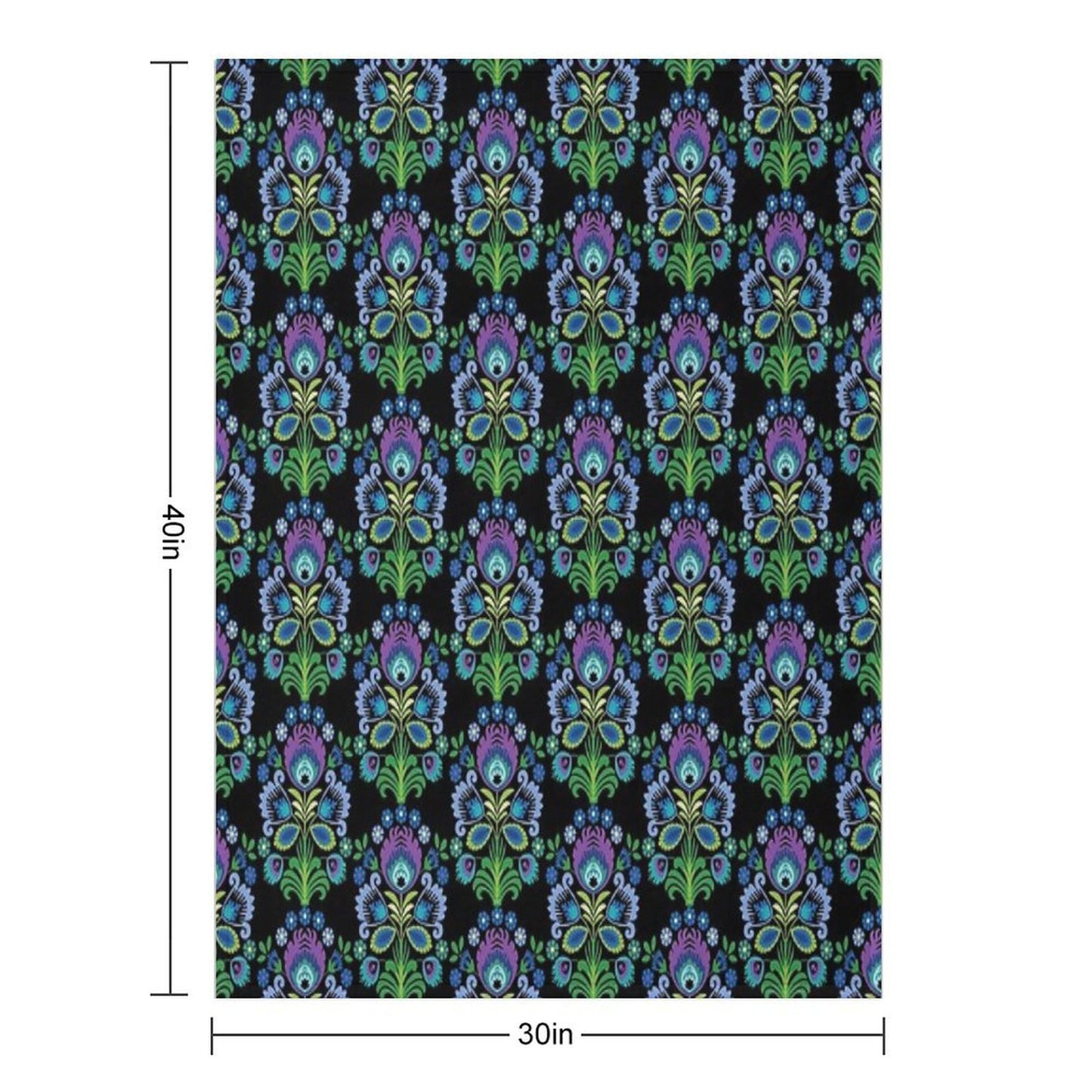 Polish Folk Flowers Purple on Black Throw Blanket