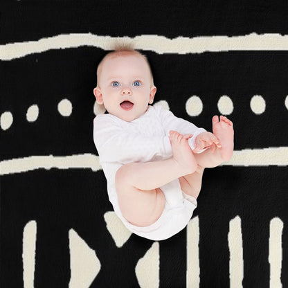 African Mud Cloth Black And White Throw Blanket