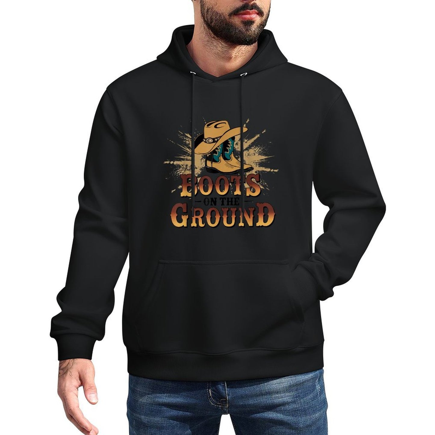 Boots On The Ground Western Cowboy Rodeo Country Cotton-Polyester Blend Hoodie