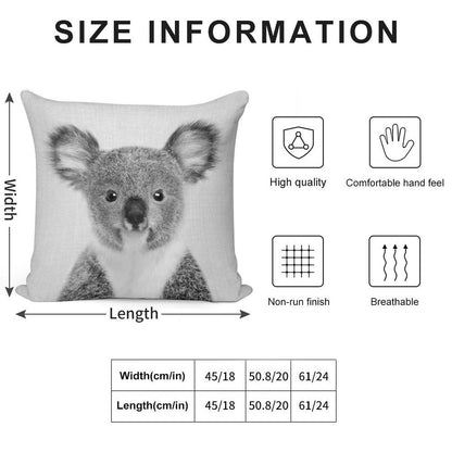 Baby Koala - Black & White Soft Gift Ready Throw Pillow