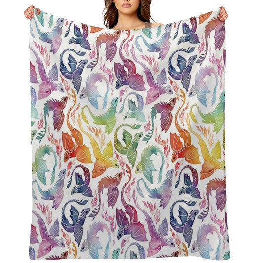 Dragon Fire Rainbow Throw Blanket