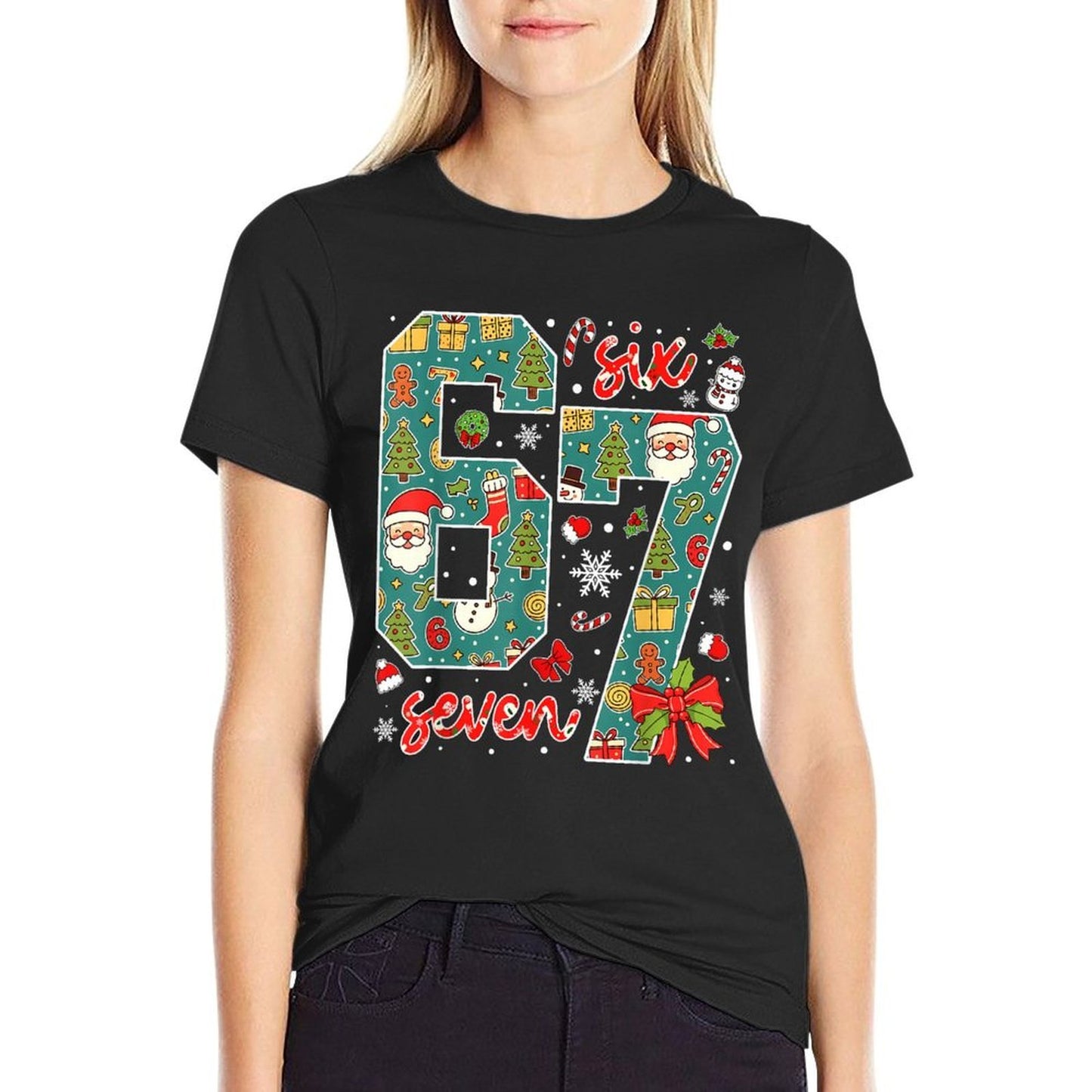 Funny 67 Six Seven Meme Christmas Holidayns Boys Kids  Graphic-printed T-Shirt