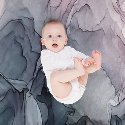 Blush And Payne's Grey Flowing Abstract Painting Throw Blanket