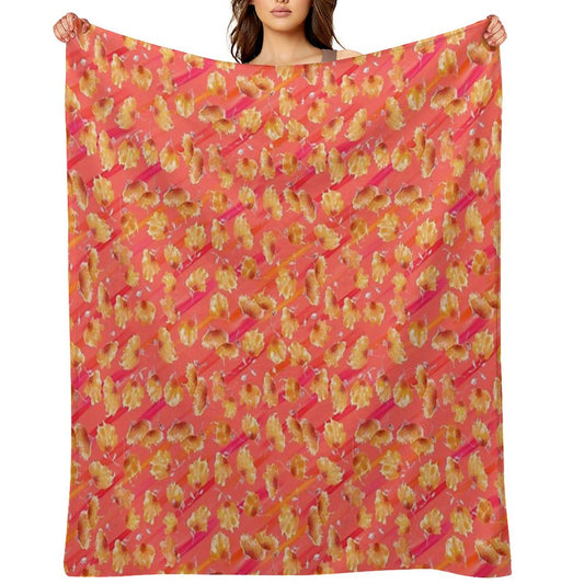 Watercolor Painted Flowers with Diagonal Accents Throw Blanket