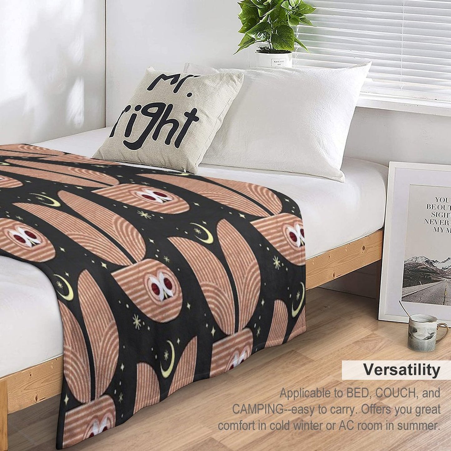 Barred Owl in Flight Throw Blanket